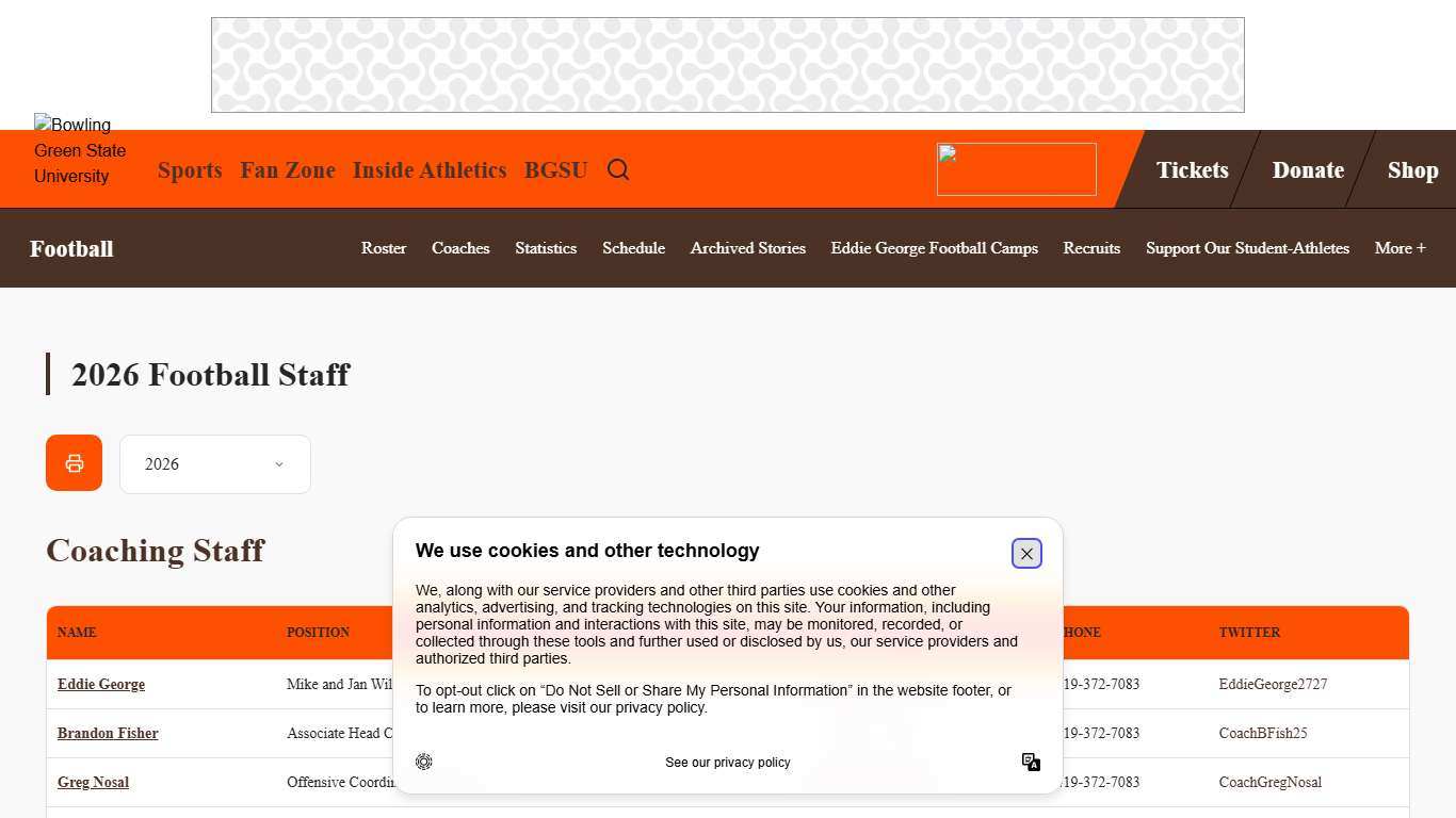 2026 Football Coaches - Bowling Green State University Athletics