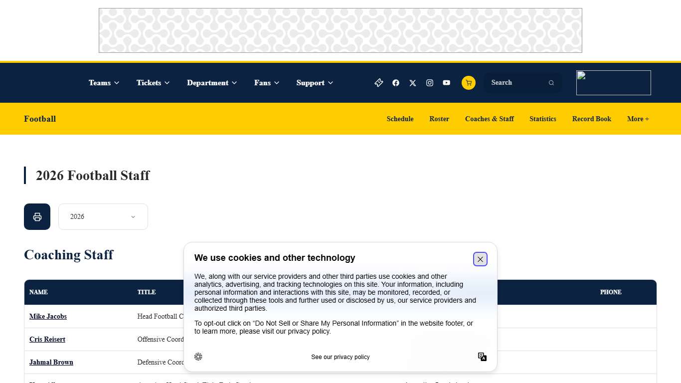 2026 Football Coaches - University of Toledo Athletics